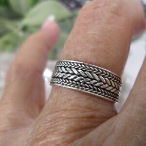 Braided Sterling Band>925 Custom Design Band,Chevron Design with Braiding Ring
